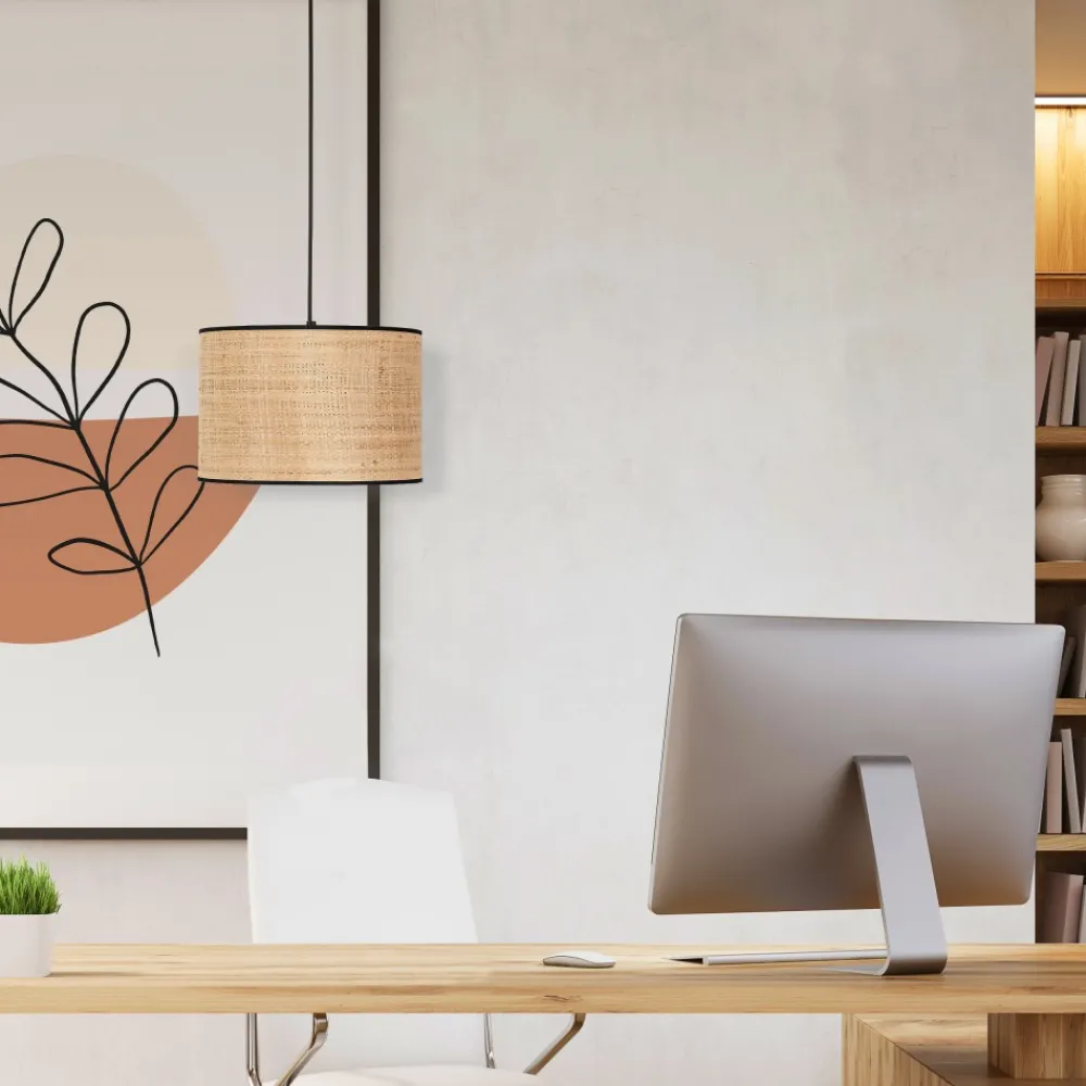 Lampa Wisząca LIBERIA Czarny Brązowy Abażur 1xE27 30cm * TK Lighting Hot