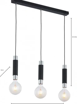 Lampa Wisząca LILE Czarny Srebrny 3xE27 * Jupiter New