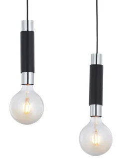 Lampa Wisząca LILE Czarny Srebrny 2xE27 * Jupiter New