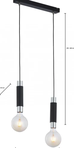 Lampa Wisząca LILE Czarny Srebrny 2xE27 * Jupiter New