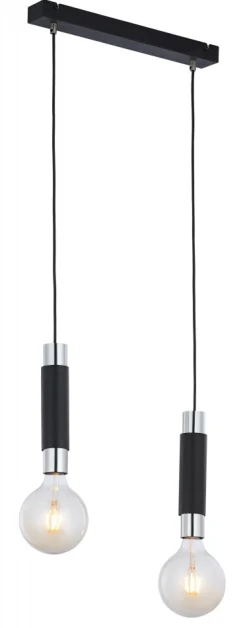 Lampa Wisząca LILE Czarny Srebrny 2xE27 * Jupiter New