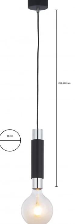 Lampa Wisząca LILE Czarny Srebrny 1xE27 * Jupiter Hot