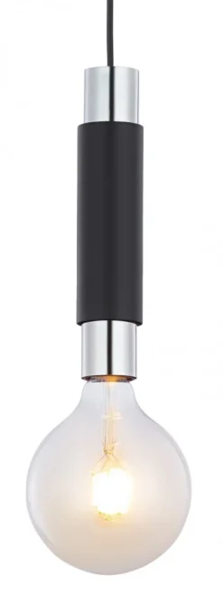 Lampa Wisząca LILE Czarny Srebrny 1xE27 * Jupiter Hot