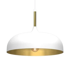 Lampa Wisząca LINCOLN Biały Złoty Metalowy Klosz 1xE27 35cm * Eko-light Discount