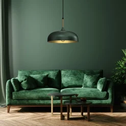 Lampa Wisząca LINCOLN Zielony Złoty Metalowy Klosz 1xE27 35cm * Eko-light New