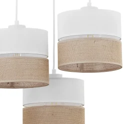 Lampa Wisząca LINOBIANCO Biały Brązowy Boho Abażury 3xE27 * TK Lighting Discount