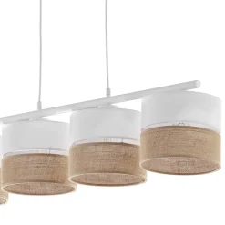 Lampa Wisząca LINOBIANCO Biały Brązowy Boho Abażury 4xE27 * TK Lighting Sale
