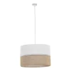 Lampa Wisząca LINOBIANCO Biały Brązowy Boho Abażur 1xE27 50cm * TK Lighting Best