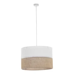 Lampa Wisząca LINOBIANCO Biały Brązowy Boho Abażur 1xE27 50cm * TK Lighting Best