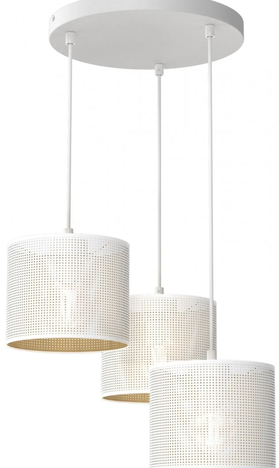 Lampa Wisząca LOFT SHADE Biały Złoty Klosz z Tworzywa 3xE27 Plafon