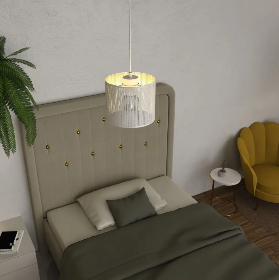 Lampa Wisząca LOFT SHADE Biały Złoty Klosz z Tworzywa 1xE27 18cm