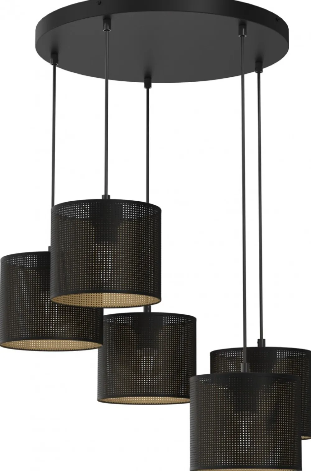 Lampa Wisząca LOFT SHADE Czarny Złoty Klosz z Tworzywa 5xE27 * Luminex Hot