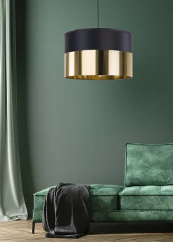 Lampa Wisząca LONDYN Czarny Złoty Abażur 1xE27 50cm * TK Lighting Hot