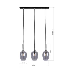 Lampa Wisząca LUGANO Czarny Szklane Klosze 3xE14 * Eko-light New