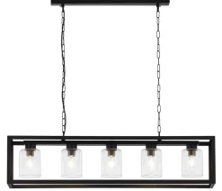 Lampa Wisząca MACARI Czarny Szklane Klosze 5xE27 * Jupiter