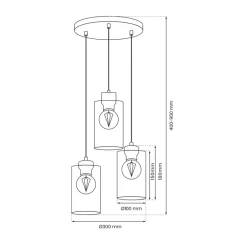 Lampa Wisząca MADERA Biały Brązowy Szklane Klosze Koło 3xE27 * Eko-light Best