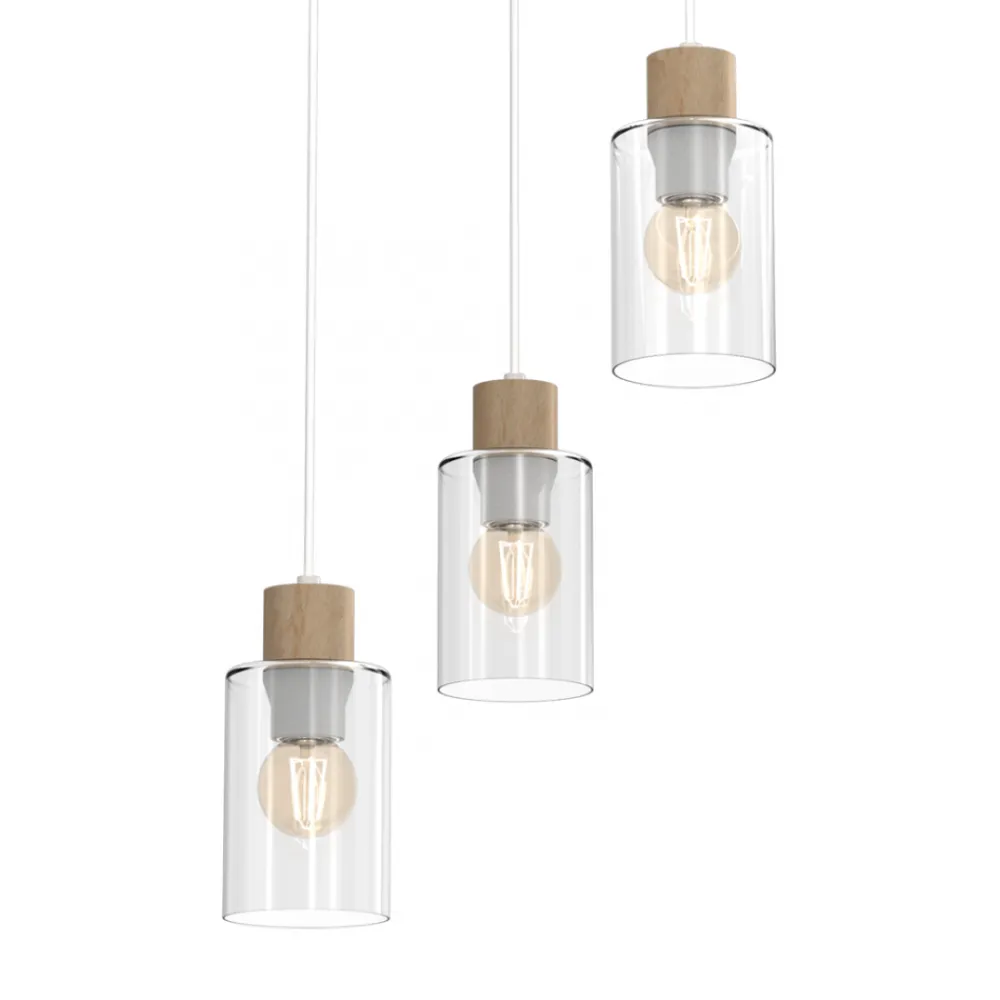 Lampa Wisząca MADERA Biały Brązowy Szklane Klosze Koło 3xE27 * Eko-light Best