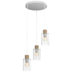 Lampa Wisząca MADERA Biały Brązowy Szklane Klosze Koło 3xE27 * Eko-light Best
