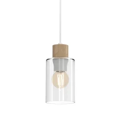 Lampa Wisząca MADERA Biały Brązowy Szklany Klosz 1xE27 10cm * Eko-light Clearance