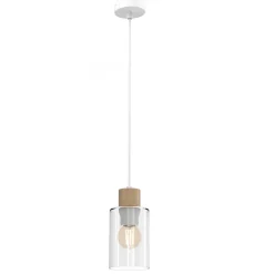 Lampa Wisząca MADERA Biały Brązowy Szklany Klosz 1xE27 10cm * Eko-light Clearance