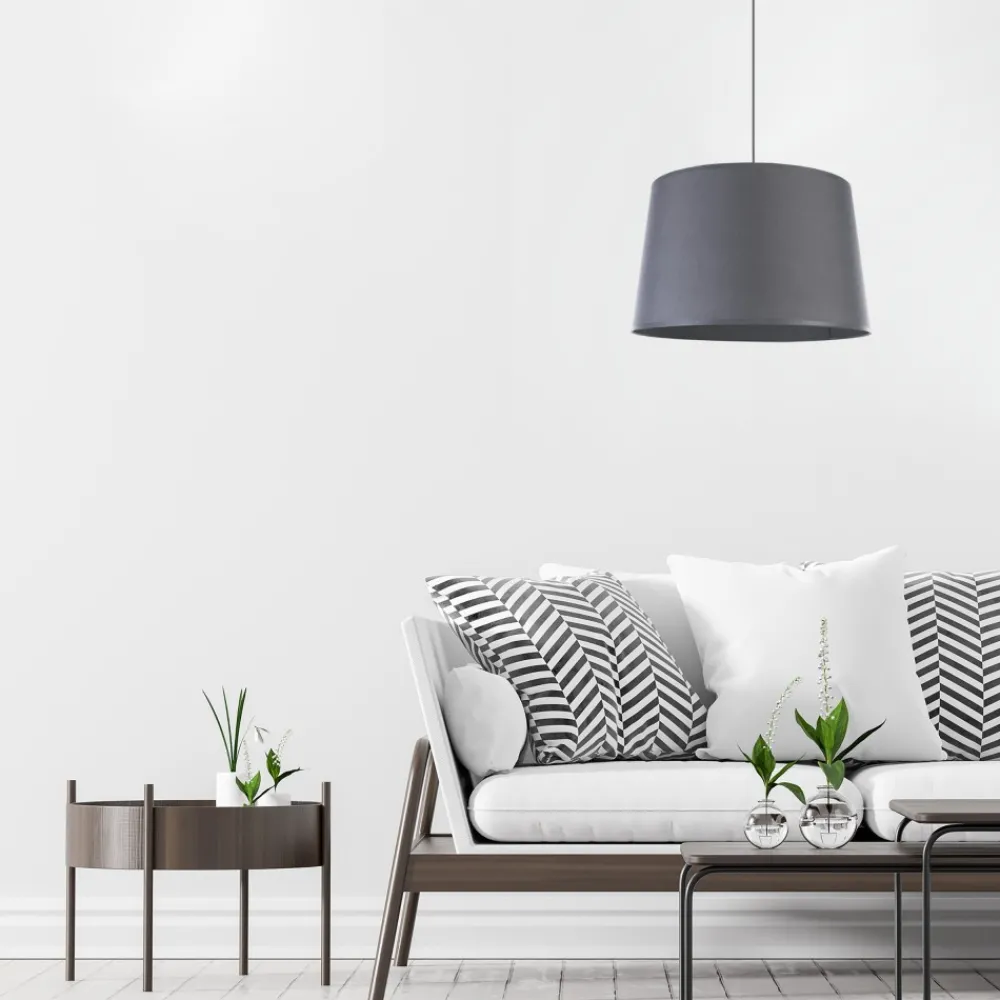 Lampa Wisząca MAJA Szary Abażur 1xE27 45cm * TK Lighting