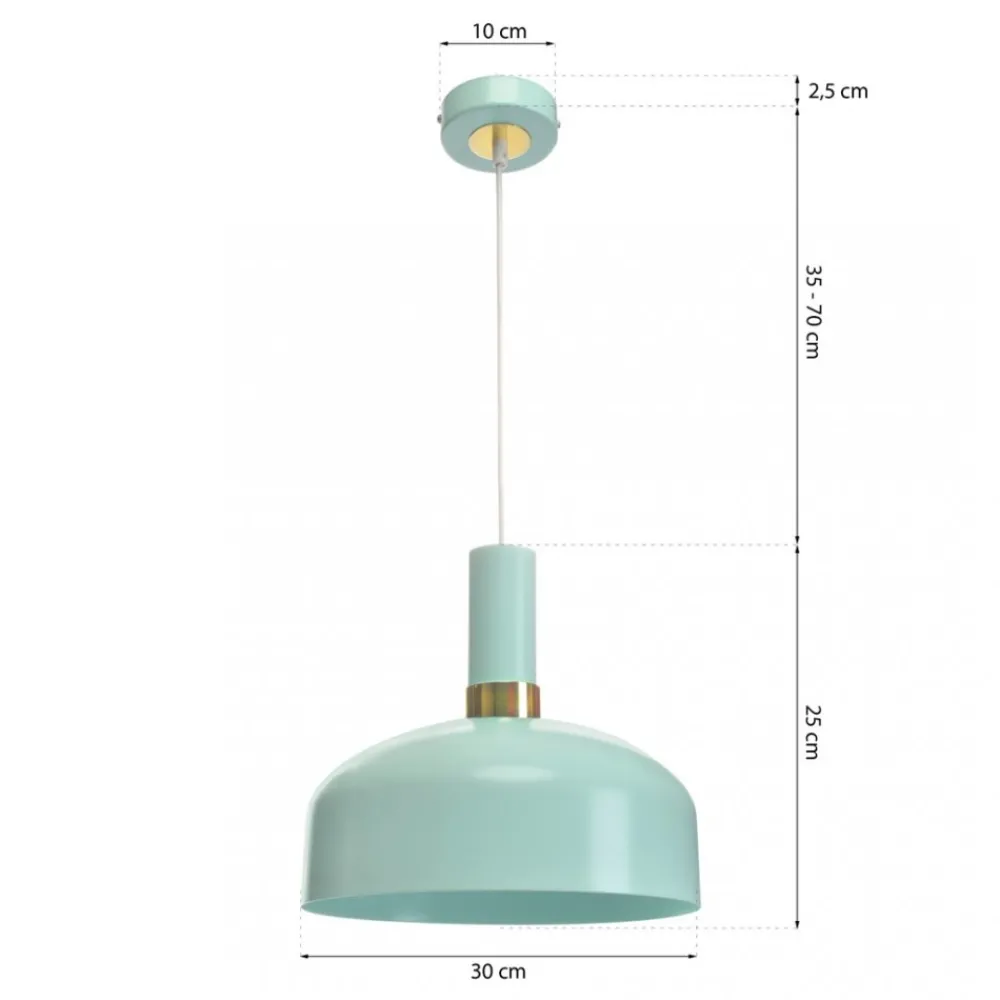 Lampa Wisząca MALMO Zielony Złoty Metalowy Klosz 1xE27 30cm * Eko-light New