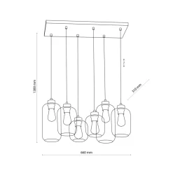 Lampa Wisząca MARCO Czarny Złoty Szklane Klosze 6xE27 * TK Lighting Online