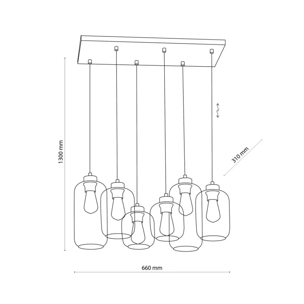 Lampa Wisząca MARCO Czarny Złoty Szklane Klosze 6xE27 * TK Lighting Online