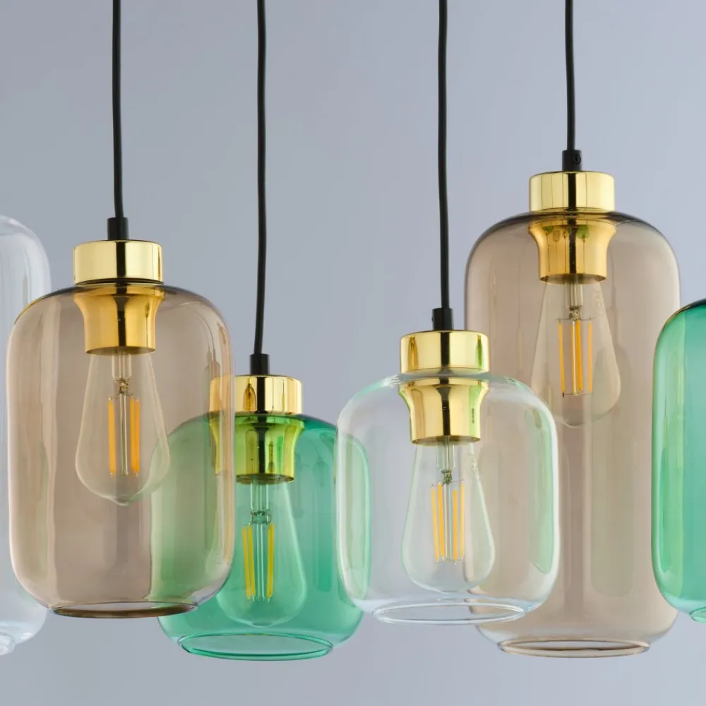Lampa Wisząca MARCO Czarny Złoty Szklane Klosze 6xE27 * TK Lighting Online