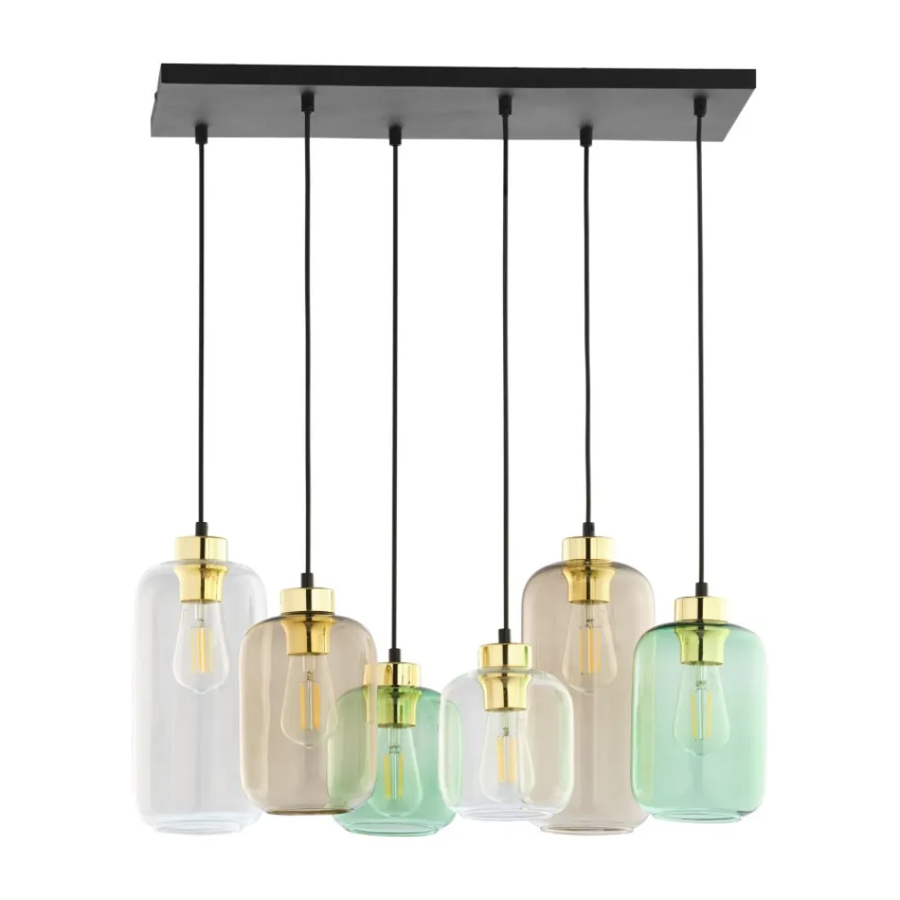 Lampa Wisząca MARCO Czarny Złoty Szklane Klosze 6xE27 * TK Lighting Online