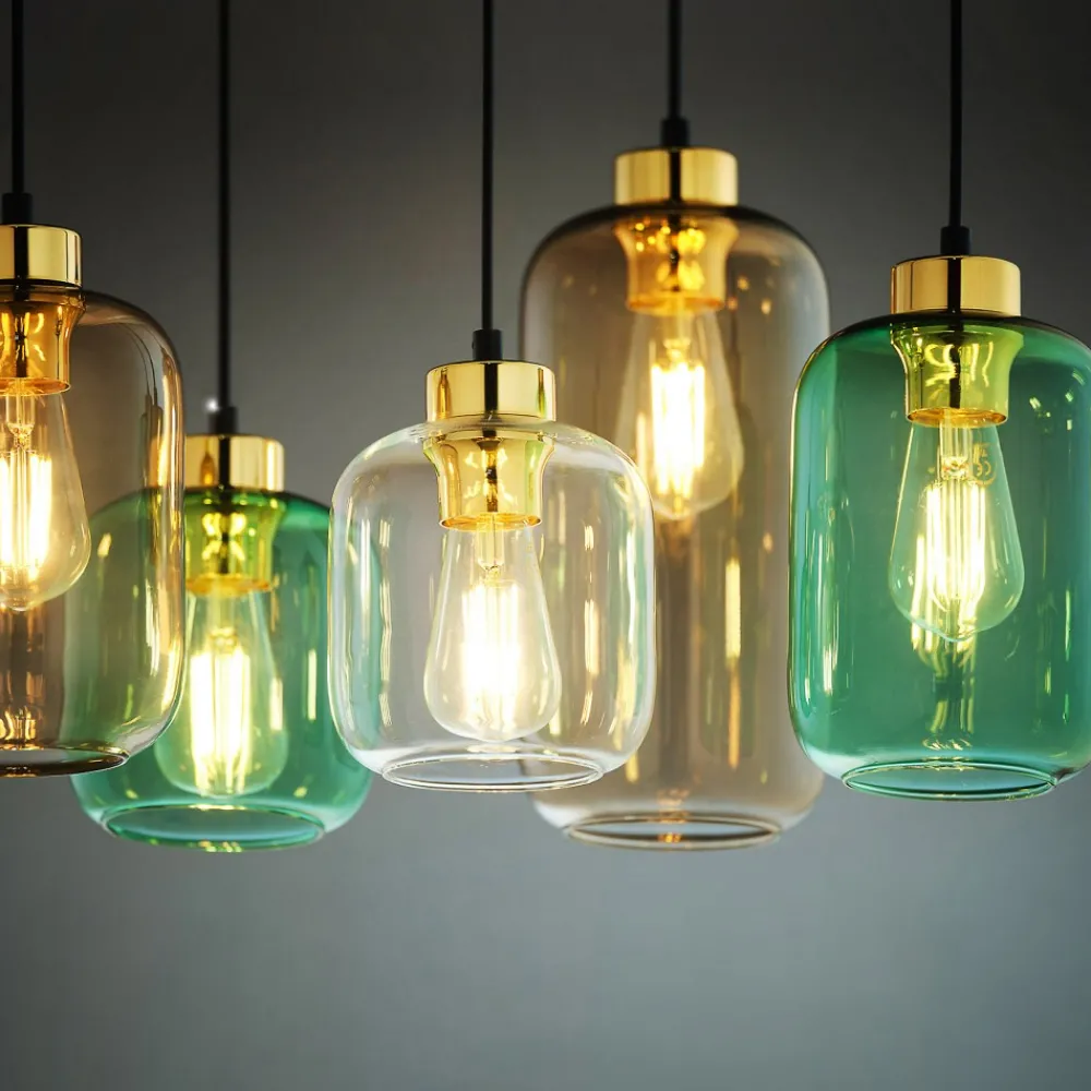Lampa Wisząca MARCO Czarny Złoty Szklane Klosze 6xE27 * TK Lighting Online
