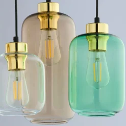 Lampa Wisząca MARCO Czarny Złoty Szklane Klosze 3xE27 * TK Lighting Outlet