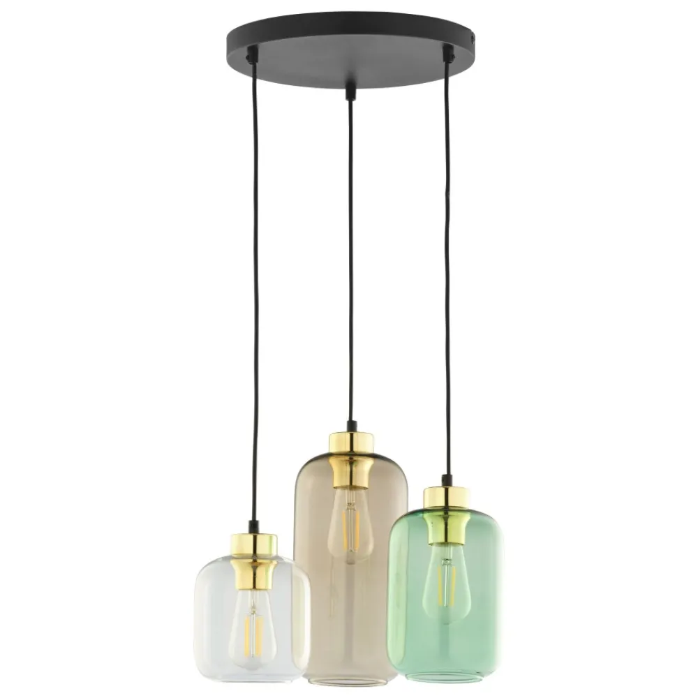 Lampa Wisząca MARCO Czarny Złoty Szklane Klosze 3xE27 * TK Lighting Outlet