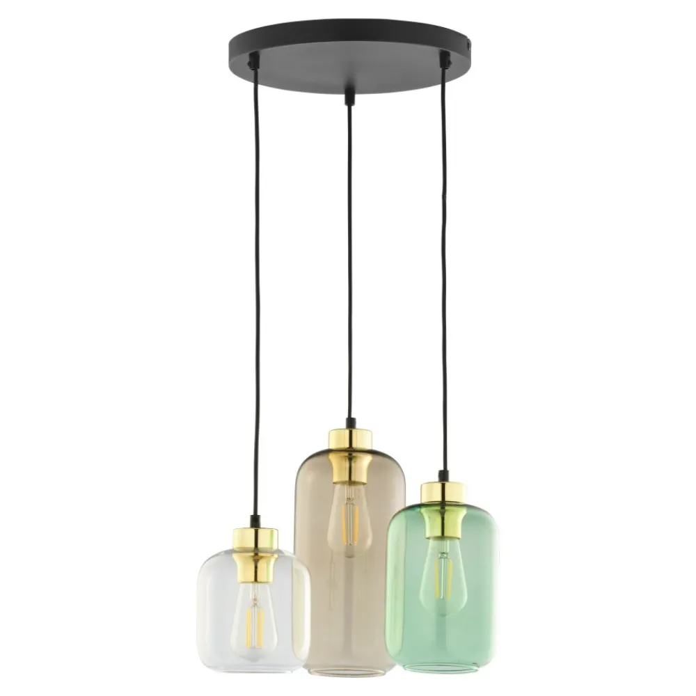Lampa Wisząca MARCO Czarny Złoty Szklane Klosze 3xE27 * TK Lighting Outlet