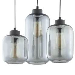 Lampa Wisząca MARCO Grafitowy Koło Szklane Klosze 3xE27 * TK Lighting Hot