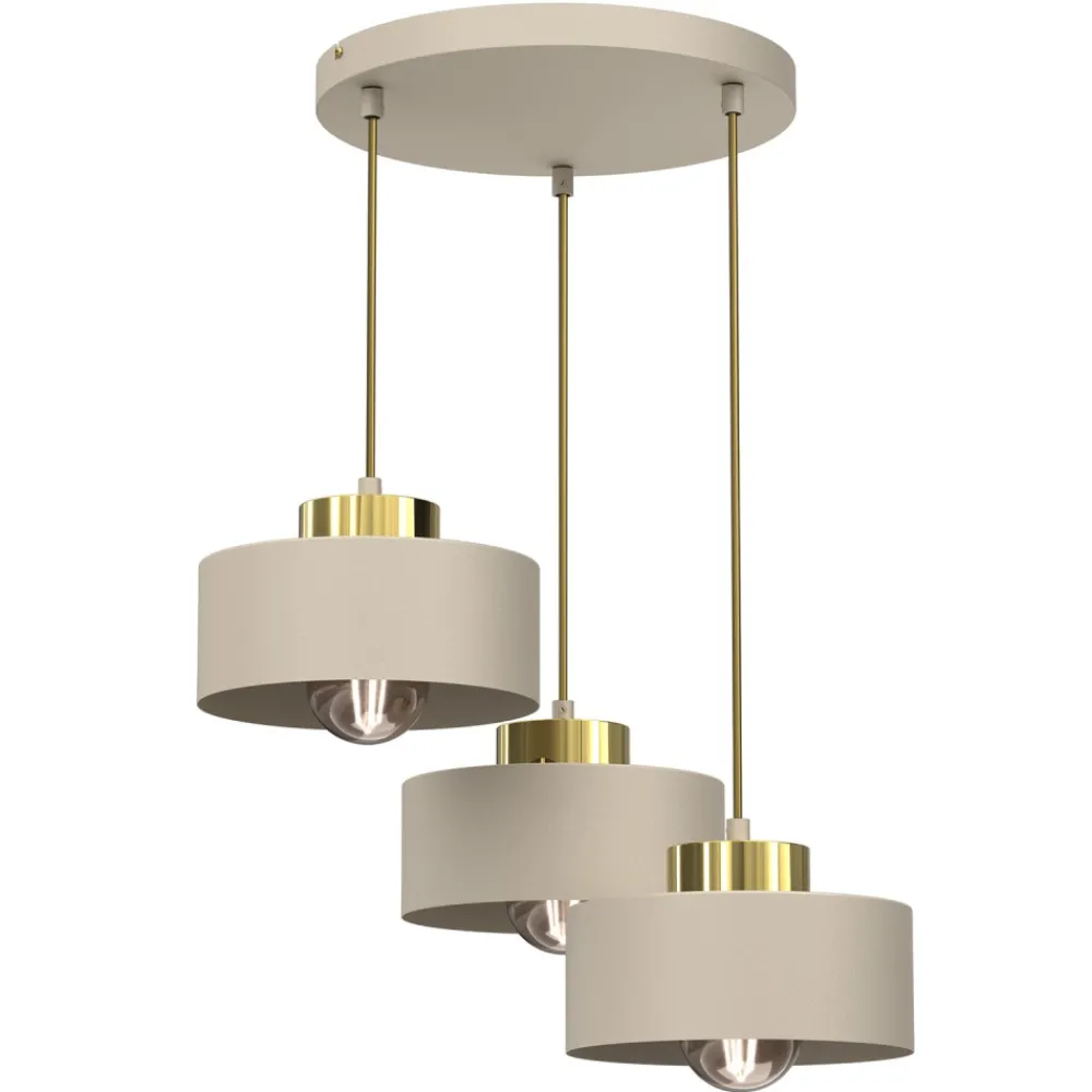 Lampa Wisząca MARTI Beżowy Złoty Metalowy Klosz 3xE27 Plafon * Luminex Outlet