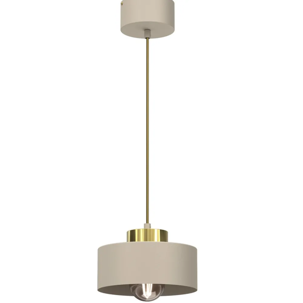 Lampa Wisząca MARTI Beżowy Złoty Metalowy Klosz 1xE27 20cm * Luminex Hot