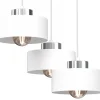 Lampa Wisząca MARTI Biały Srebrny Metalowy Klosz 3xE27 Plafon