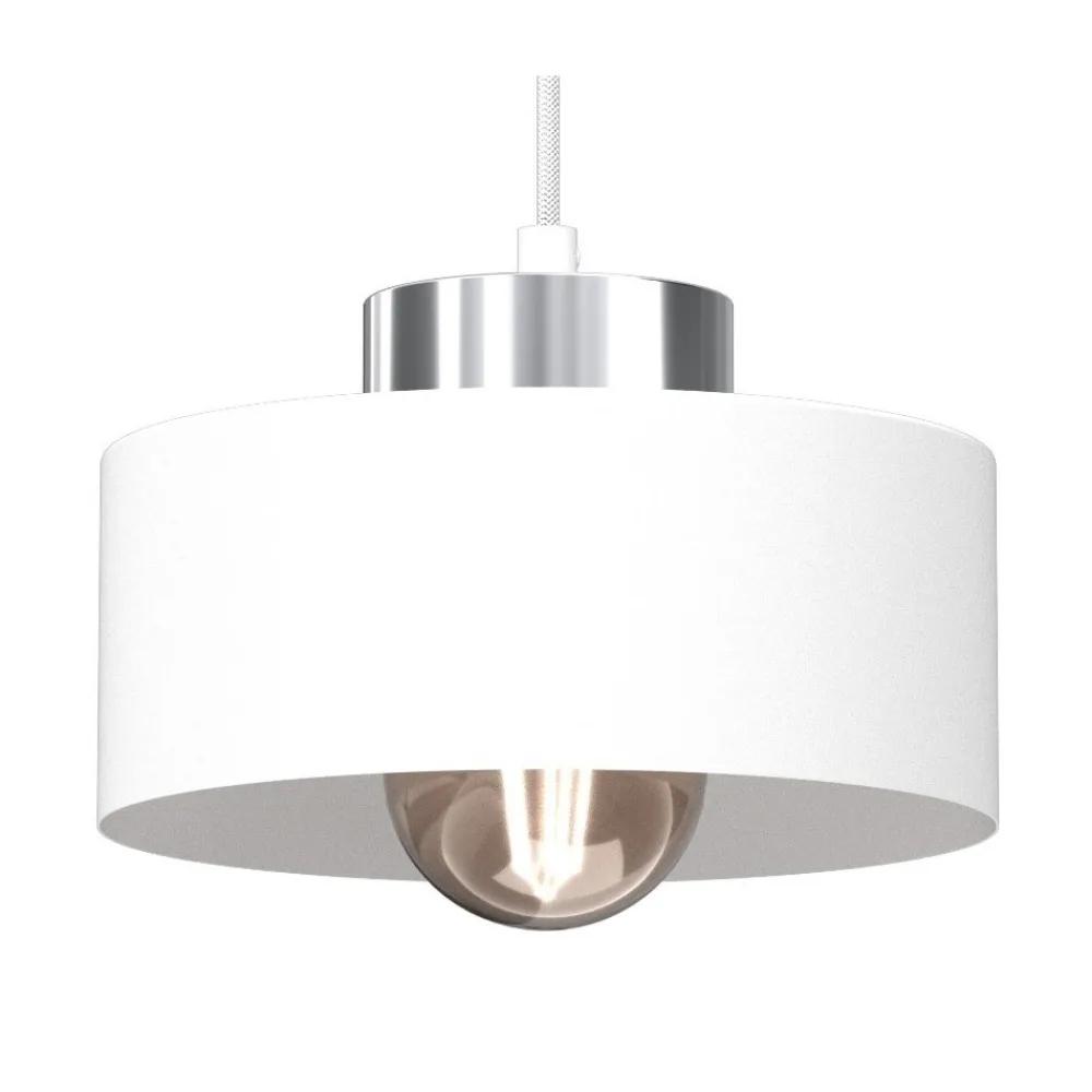 Lampa Wisząca MARTI Biały Srebrny Metalowy Klosz 1xE27 20cm * Luminex Online