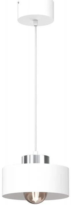 Lampa Wisząca MARTI Biały Srebrny Metalowy Klosz 1xE27 20cm * Luminex Online