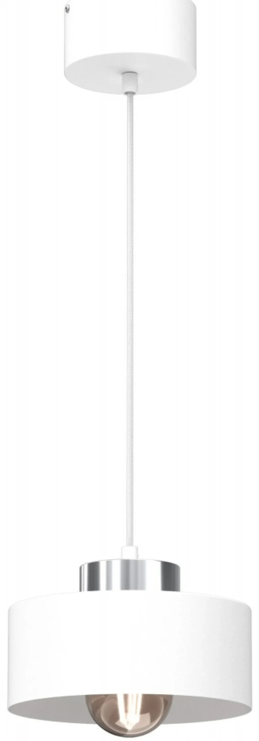 Lampa Wisząca MARTI Biały Srebrny Metalowy Klosz 1xE27 20cm * Luminex Online