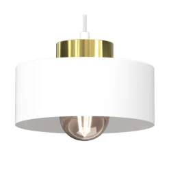 Lampa Wisząca MARTI Biały Złoty Metalowy Klosz 1xE27 20cm
