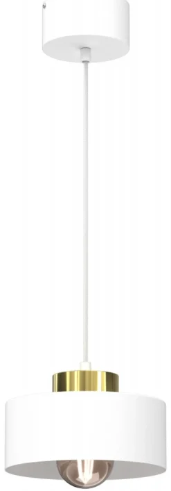 Lampa Wisząca MARTI Biały Złoty Metalowy Klosz 1xE27 20cm