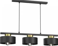 Lampa Wisząca MARTI Czarny Złoty Metalowy Klosz 3xE27 * Luminex