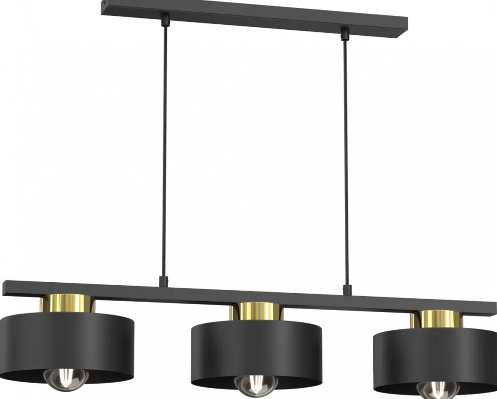 Lampa Wisząca MARTI Czarny Złoty Metalowy Klosz 3xE27 * Luminex