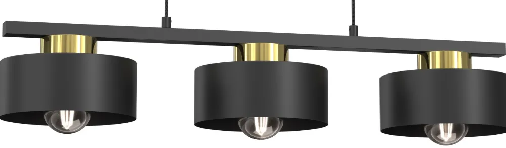 Lampa Wisząca MARTI Czarny Złoty Metalowy Klosz 3xE27 * Luminex