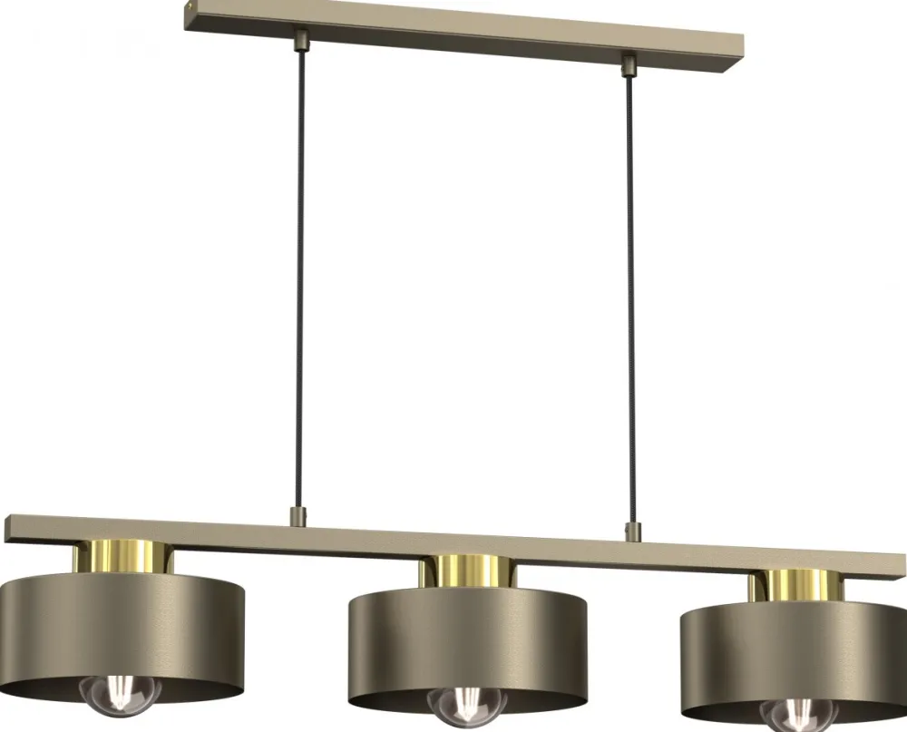 Lampa Wisząca MARTI Złoty Szary Metalowy Klosz 3xE27 * Luminex Best