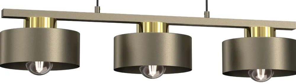 Lampa Wisząca MARTI Złoty Szary Metalowy Klosz 3xE27 * Luminex Best