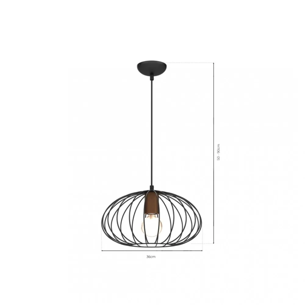 Lampa Wisząca MERIDIANO Czarny Brązowy Metalowy Klosz 1xE27 36cm * Eko-light Hot