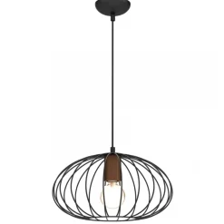 Lampa Wisząca MERIDIANO Czarny Brązowy Metalowy Klosz 1xE27 36cm * Eko-light Hot